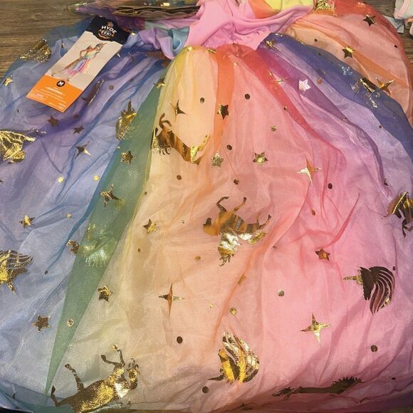 Halloween Kids' Rainbow Unicorn Halloween Costume Dress with Headpiece M - Hyde - Picture 2 of 5